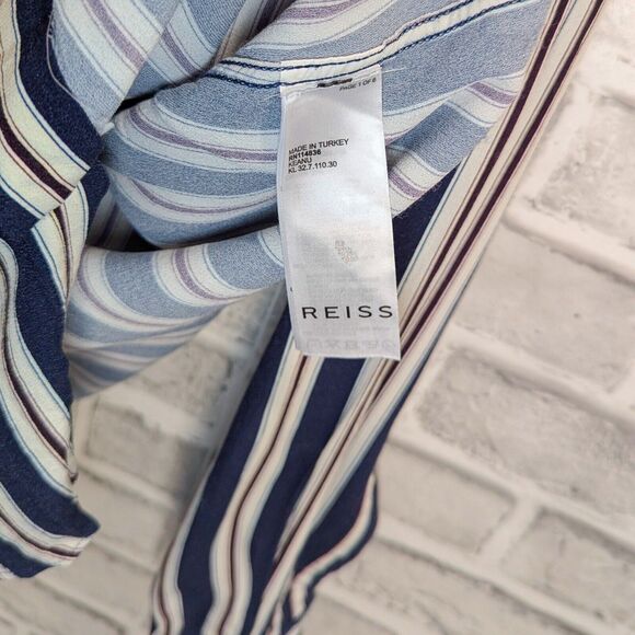 REISS Men's Button up Keanu Striped Shirt Blue Stripes 100% Viscose size Medium - Picture 6 of 7